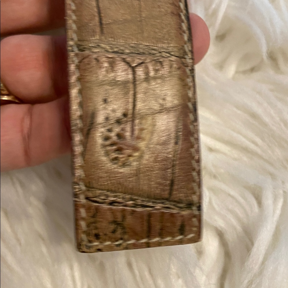 Mauro Cianci Tan Leather Belt with Silver Buckle size 32” length 43” excellent - Picture 7 of 8